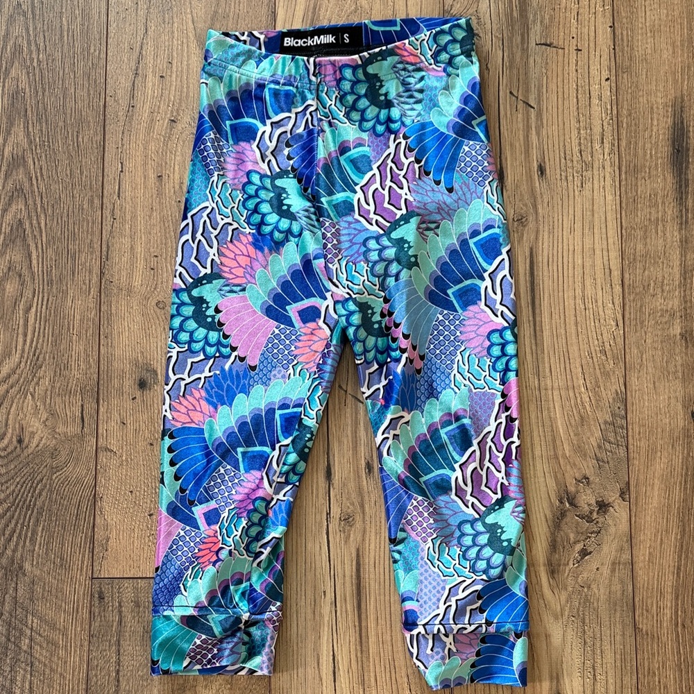 BlackMilk Japanese Peacock Cropped Leggings - Retired Print